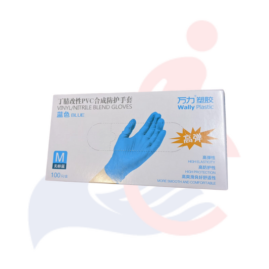 Wally® Vinyl / Nitrile Blend Examination Gloves - 100 count box