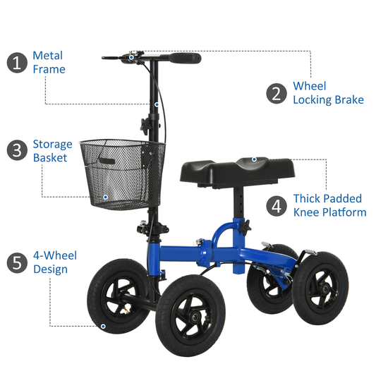 Four Wheeled Knee Walker - All Terrain -Pneumatic Tires