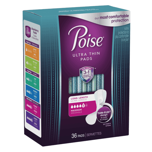Poise Ultra Thin Incontinence Pads - Pack of 36